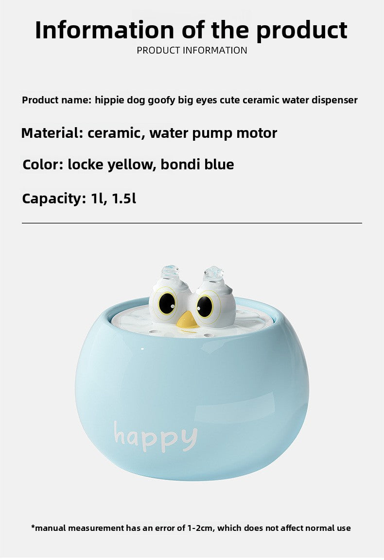 Premium Quiet Ceramic Cat Dog Water Fountain Automatic Circulating Drinker with Filter for Fresh Water