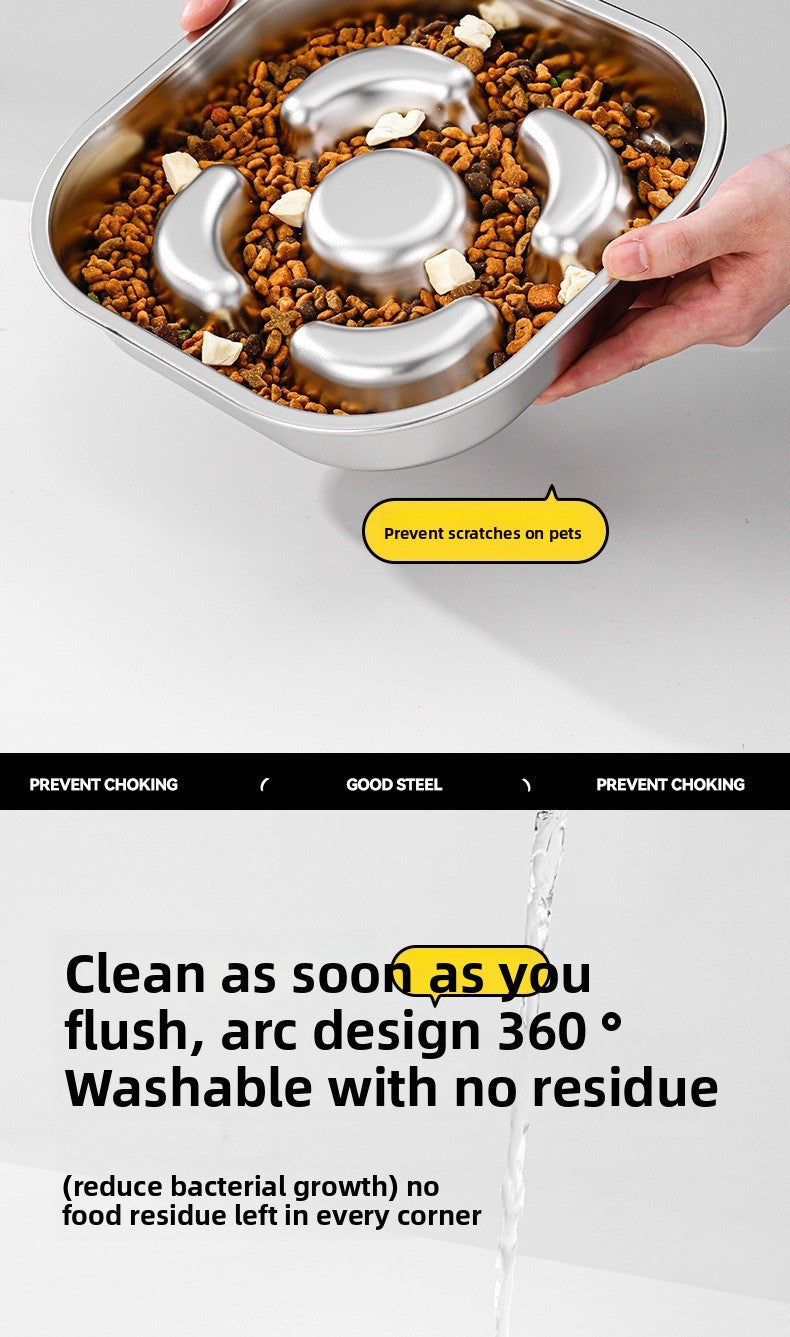 Stainless Steel Slow Feed Pet Bowl