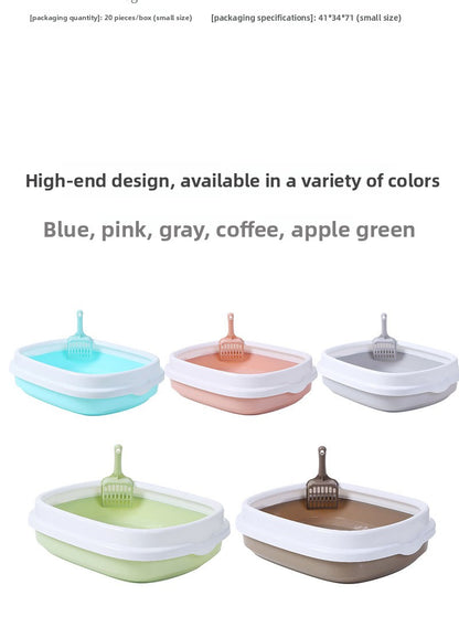 Pet Supplies Semi-Enclosed Cat Litter Box Durable Cat Litter Box with Cat Litter Scoop Cat Toilet