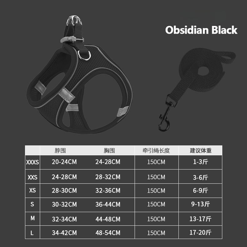 New Pet Vest-Style Pet Harness Reflective Breathable Cat Dog Leash Walking Leash Dropshipping