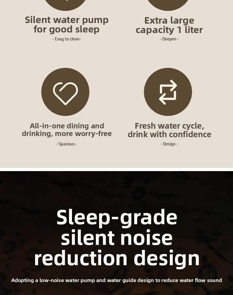 Anti Tip Electric Water Dispenser Cat Bowl with Large Capacity Integrated Circulating Food Water Fountain