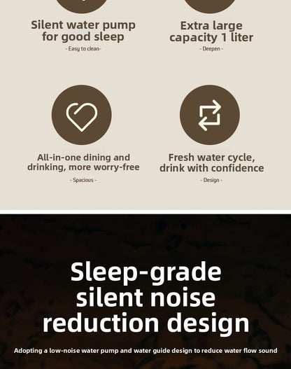 Anti Tip Electric Water Dispenser Cat Bowl with Large Capacity Integrated Circulating Food Water Fountain