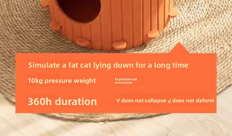 WinterWarm WearProof Felt Cat House Enclosed Bed with Scratching Board