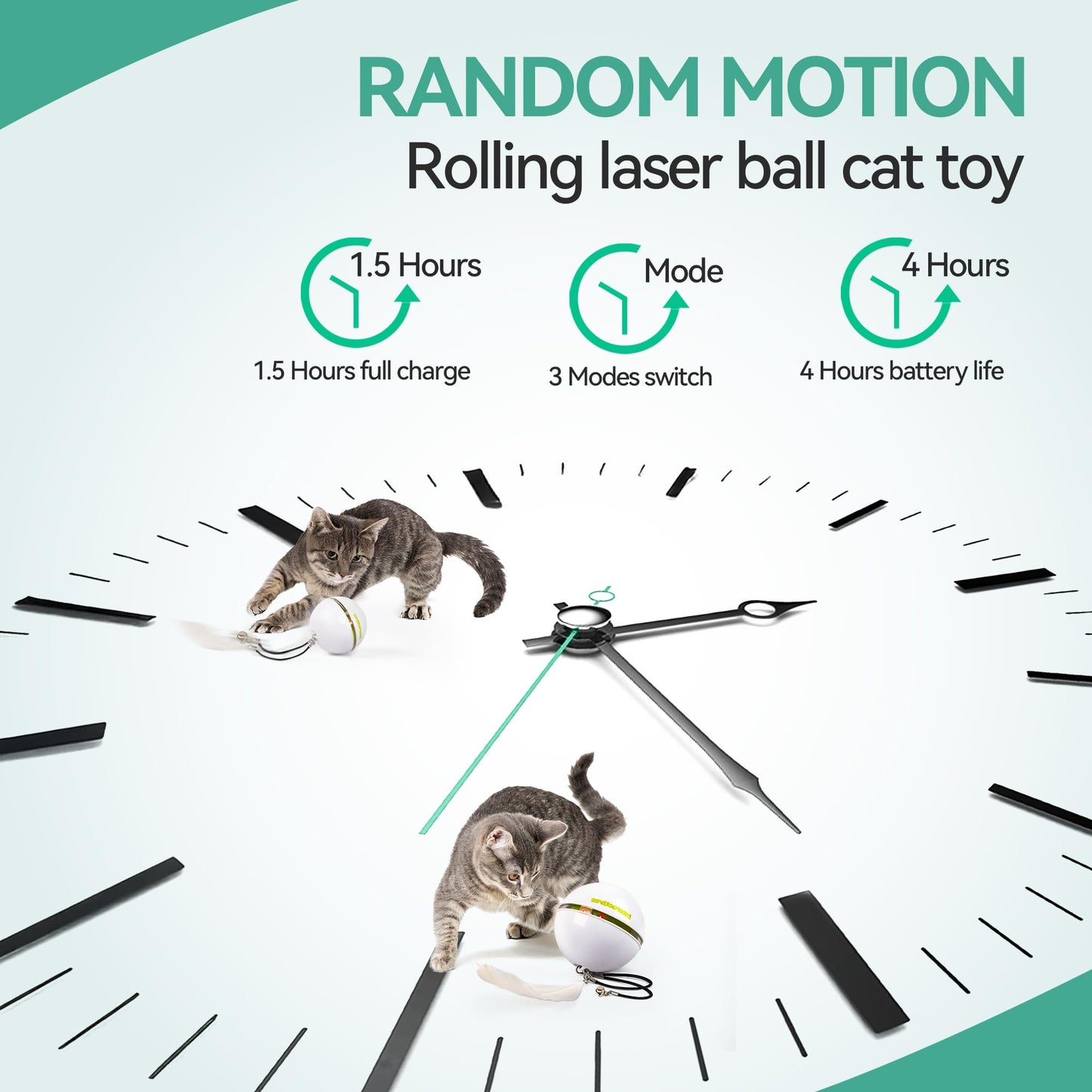 Cat Self-Entertainment Bell Feather Automatic Rotating Rolling Ball LED Light Laser Cat Teasing Toy