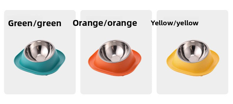 Dog Bowl Double Bowl Ceramic Dog Bowl Anti-Slip Anti-Tip Stainless Steel Pet Bowl Large Capacity Plastic Pet Food Bowl