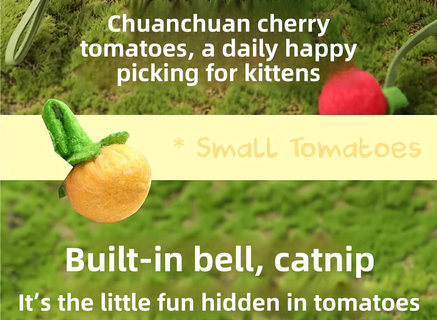 Tomato Shaped Teaser Stick Persimmon String Cat Toy Self Entertainment Boredom Buster with Bell