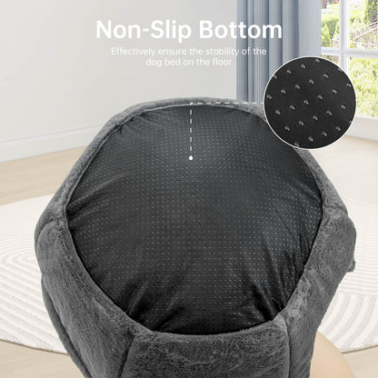 Detachable Foldable Cave Cat Bed Featuring Double Zipper Soft Fur Pad