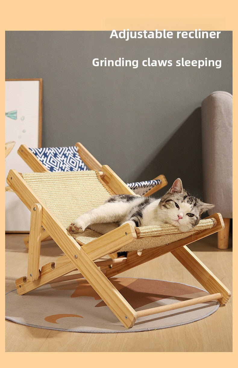 Jianma Solid Wood Adjustable Cat Sofa Chair Scratch-Resistant Cat Bed Lounger Pet Furniture