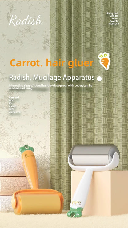 Tearable Carrot Lint Roller Strong Brush for Clothes Pet Hair with Replaceable Paper
