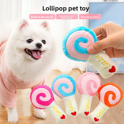 Three Colors Lollipop Plush Sound Pet Toy for Dogs Cats Supplies