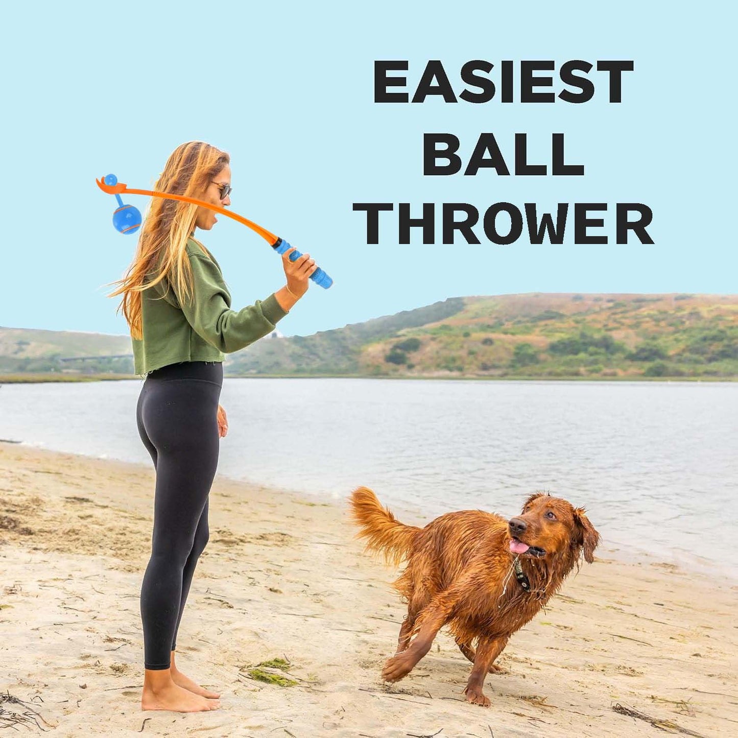 Outdoor Dog Training Throw Rod with TPR Ball and Tail Sounding Feature
