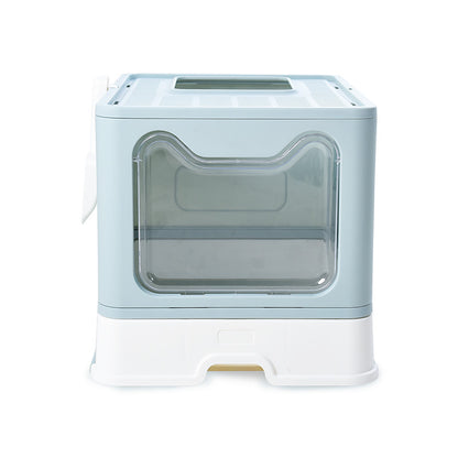 Large Foldable Pet Litter Box with Drawer Top Entry