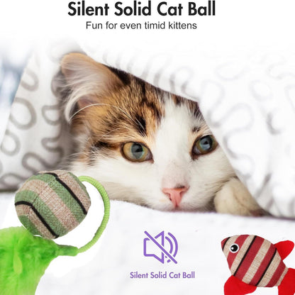 Durable Striped Sisal Cat Toy for Self-Entertainment Teeth Cleaning Play