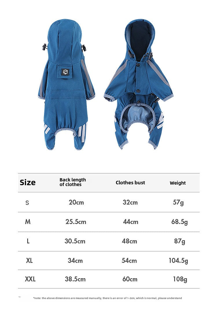 Waterproof Four-Legged Dog Raincoat for Teddy, Pomeranian, and Bichon