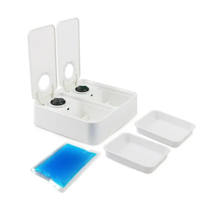 Intelligent 48h Timing Pet Feeder 300ml Double Bowl with Ice Pack for Cats Dogs