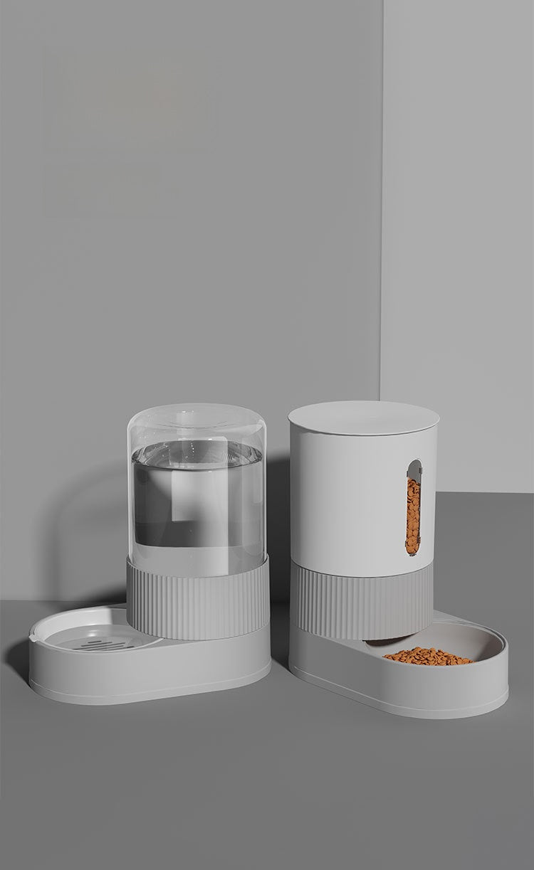 Automatic Cat and Dog Feeder and Water Dispenser Combo with Double Bowls, Neck Protection, Anti-Clumping, Large Capacity Pet Food Utensils