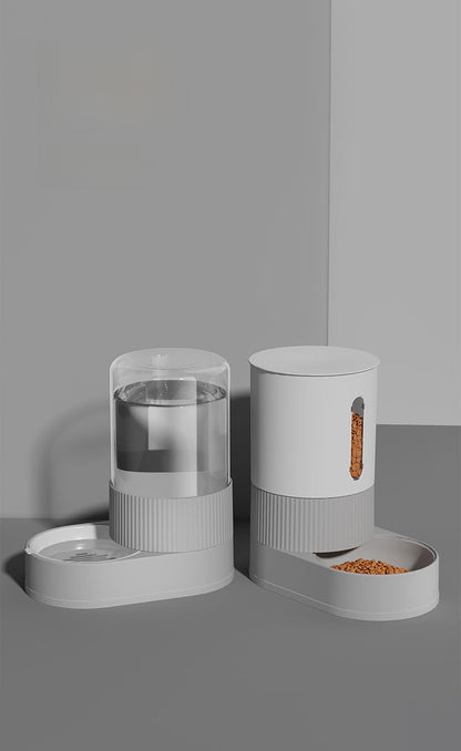 Automatic Cat and Dog Feeder and Water Dispenser Combo with Double Bowls, Neck Protection, Anti-Clumping, Large Capacity Pet Food Utensils