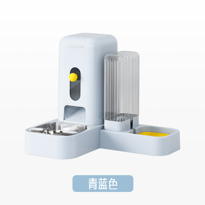 Stainless Steel Cat Bowl Dog Bowl Automatic Water Dispenser with Dry Wet Food Separation Large Capacity Pet Feeder Drinking Fountain Quiet Pump