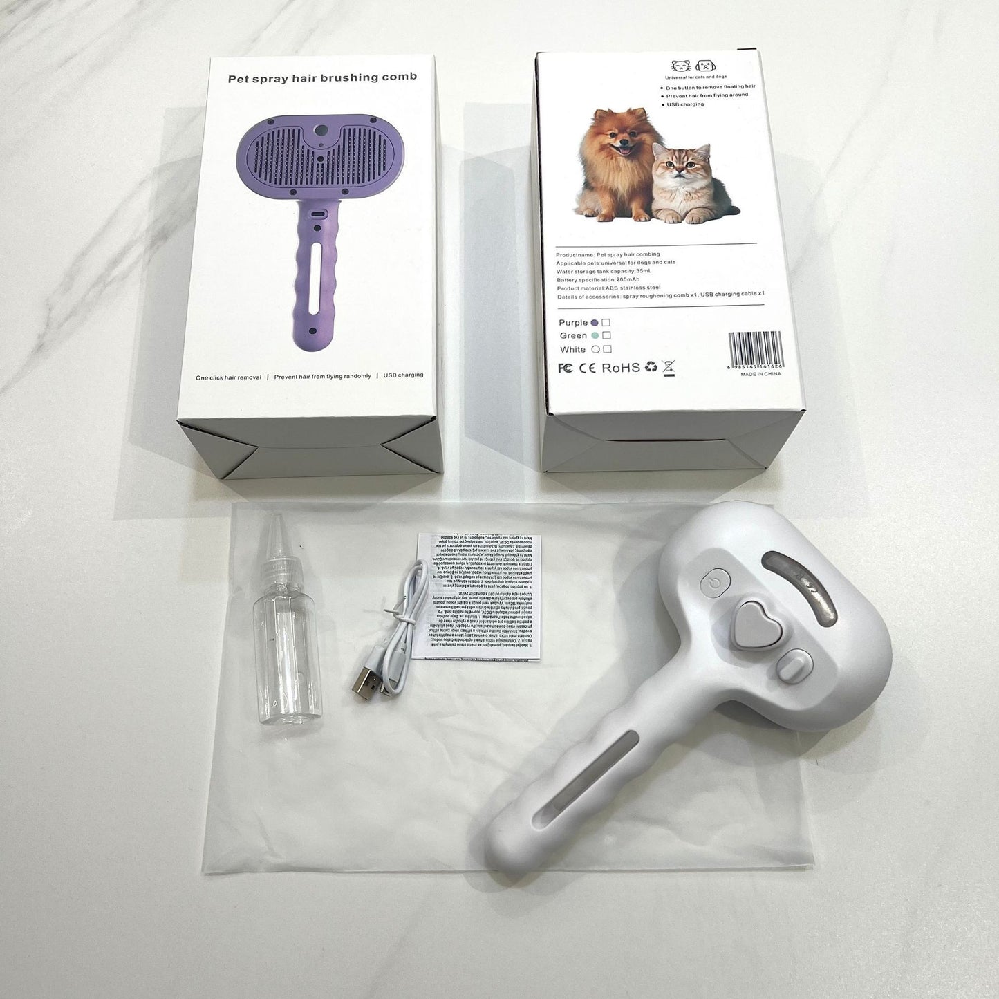 Blue Light Advanced Pet Spray with Non-Flying Hair Needle Grooming Comb