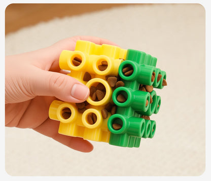 Interactive Dog Toy Treat Dispensing Ball for Teeth Cleaning Training Cube Food Puzzle Boredom Reliever Durable Chew Toy for Dogs