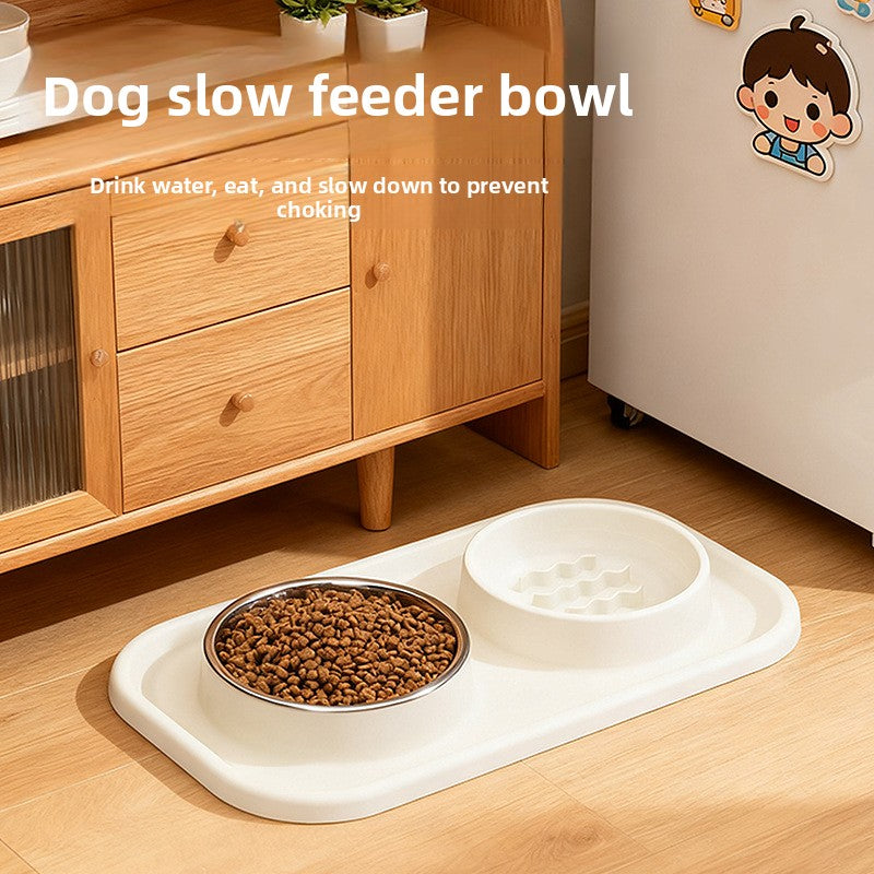 Pet Bowl Double Bowl Food Grade Silicone Cat and Dog Bowl Slow Food Bowl Slow Food Bowl Small Stainless Steel Dog Bowl Pet Supplies