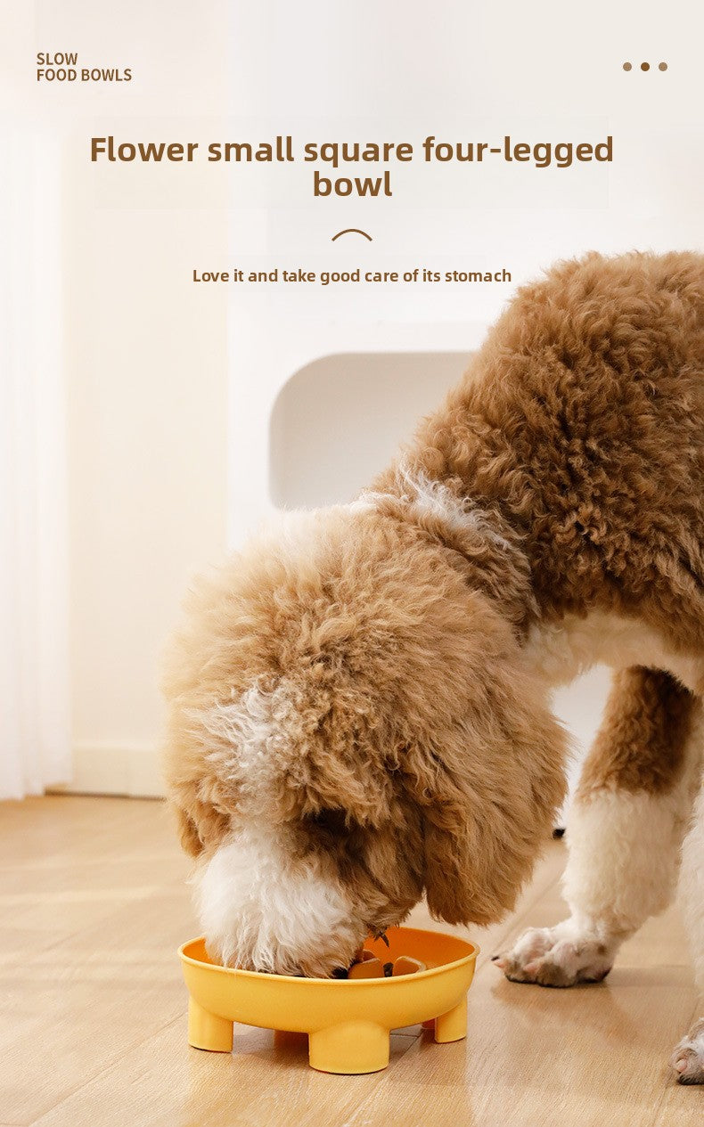 Pet Choking Prevention Flower Small Square Four-Legged Dog Slow Feeder
