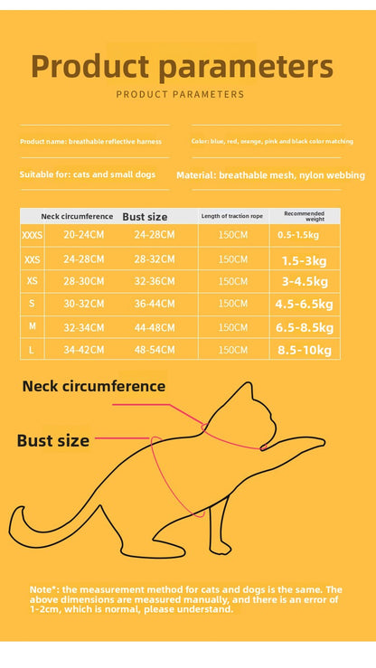 New Pet Vest-Style Pet Harness Reflective Breathable Cat Dog Leash Walking Leash Dropshipping