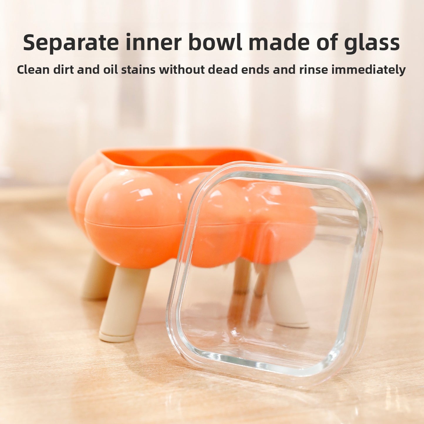 Pipitao Cat Bowl Bubble Glass Design Four Legged High Foot Easy to Clean Pet Feeder