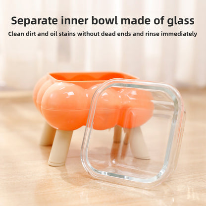 Pipitao Cat Bowl Bubble Glass Design Four Legged High Foot Easy to Clean Pet Feeder