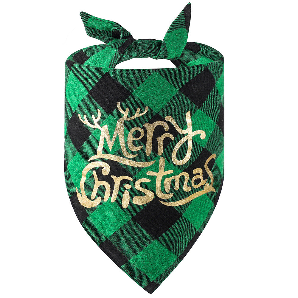 100% Cotton Plaid Pet Bib Triangle Scarf Perfect for Christmas Dog