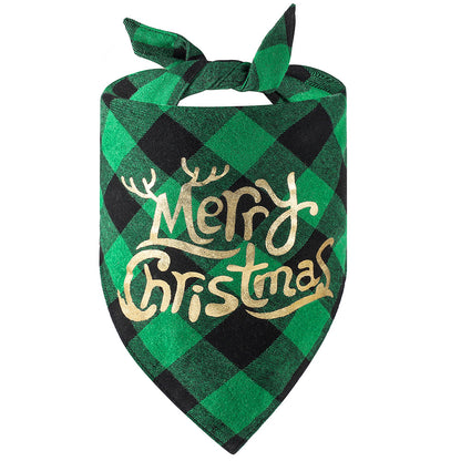 100% Cotton Plaid Pet Bib Triangle Scarf Perfect for Christmas Dog