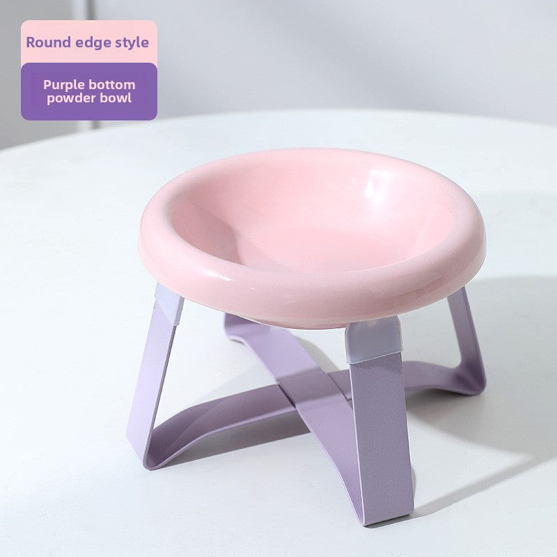 Premium Ceramic Cat Food Bowl Flying Saucer Shape Ergonomic Neck Support Dish for Healthy Eating Anti Choke and Digestive Aid Pet Supplies