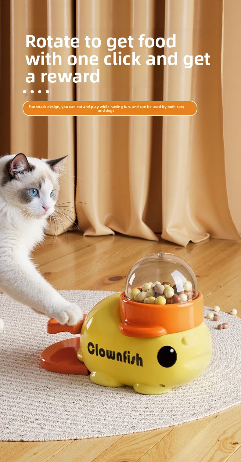 Cat Dog Self-Entertainment Toy: Small Yellow Duck Press-Type Feeder