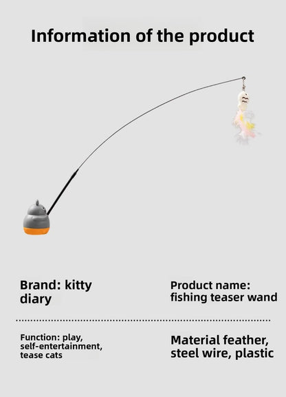 360 Deg Rotating Totoro Cat Teaser Wand Steel Wire Fish Head Bell Boredom Relief Toy