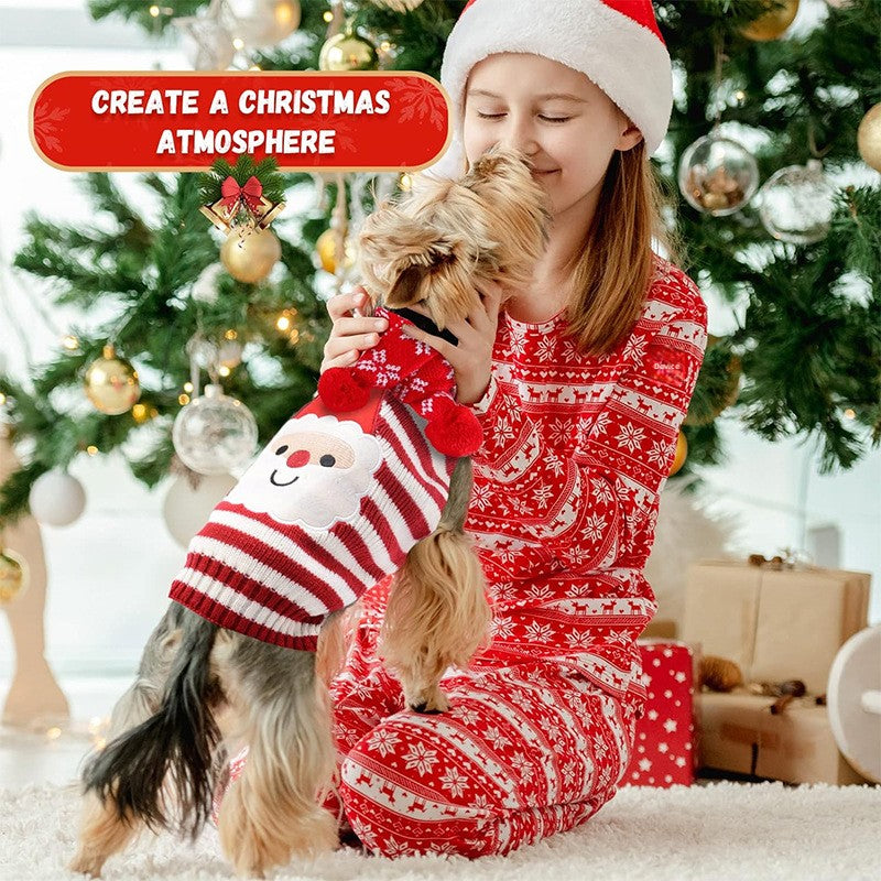 Pet Clothes Christmas Sweater Dog Clothes Autumn Winter Warm Pet Sweater Cat Clothes