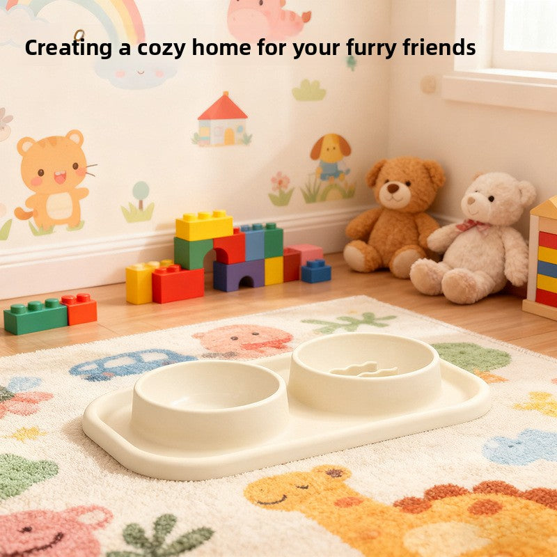 Pet Bowl Double Bowl Food Grade Silicone Cat and Dog Bowl Slow Food Bowl Slow Food Bowl Small Stainless Steel Dog Bowl Pet Supplies