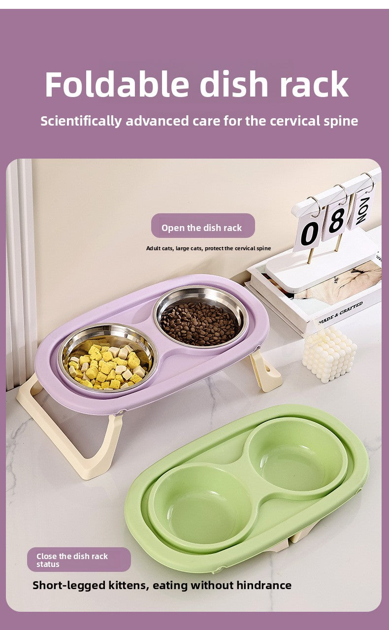 High Legged Foldable Dog Bowl Large Capacity Anti-Tip Slow Feeder Bowl Waterproof Pet Bowl for Dogs Cats Outdoor Indoor Use Easy Carry Travel Bowl