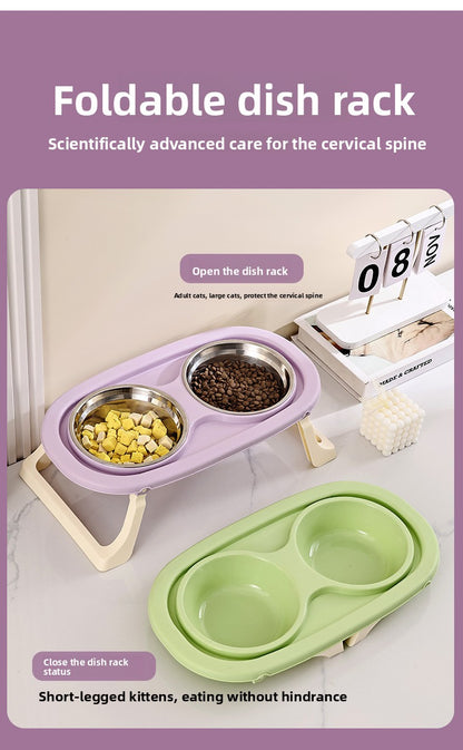 High Legged Foldable Dog Bowl Large Capacity Anti-Tip Slow Feeder Bowl Waterproof Pet Bowl for Dogs Cats Outdoor Indoor Use Easy Carry Travel Bowl