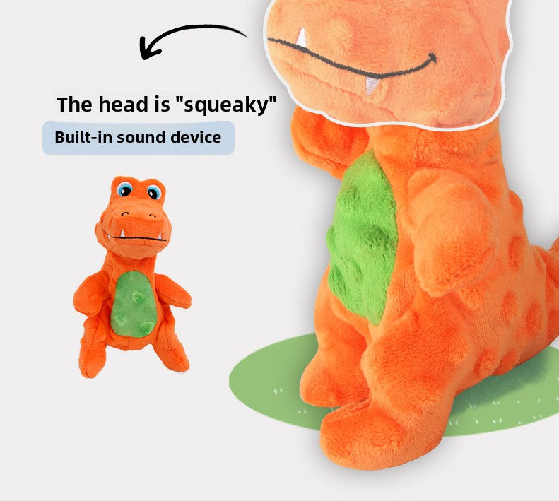Dog Sound Plush Dinosaur Toy with Crinkle Paper for Durable Chewing