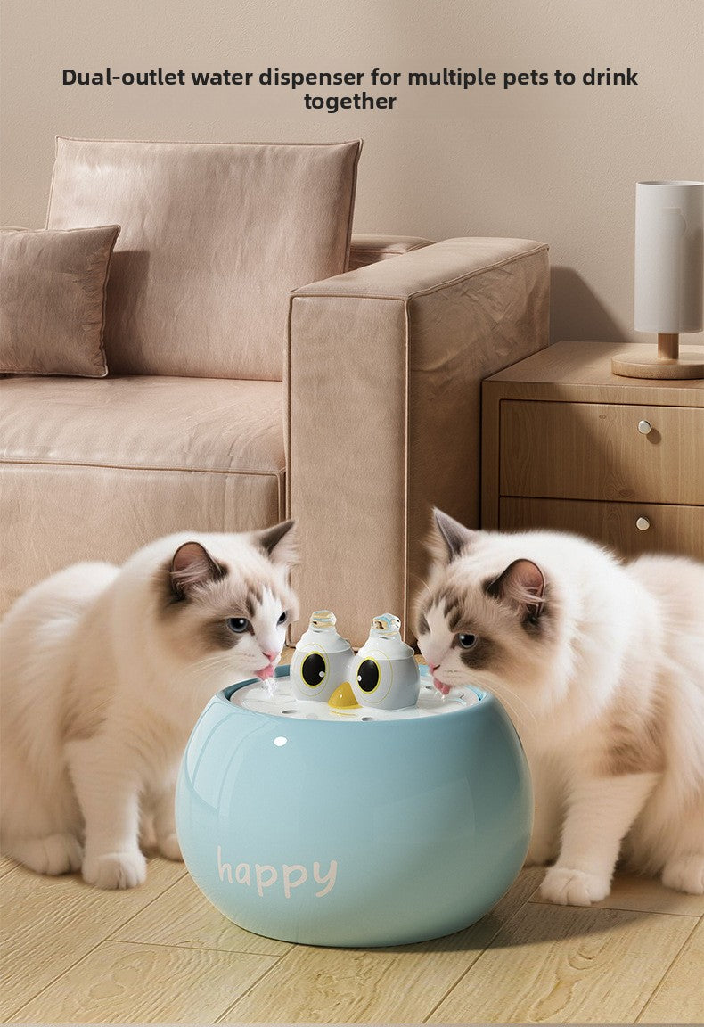 Premium Quiet Ceramic Cat Dog Water Fountain Automatic Circulating Drinker with Filter for Fresh Water