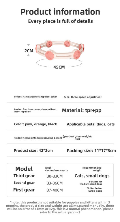 Adjustable Pet Flea Collar with Plant Extracts for Small to Medium Dogs and Cats