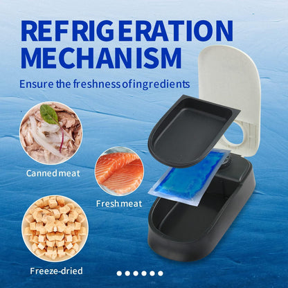 Pet Auto Food Feeder Rotating Button Timed Dispenser for Wet Dry with Ice