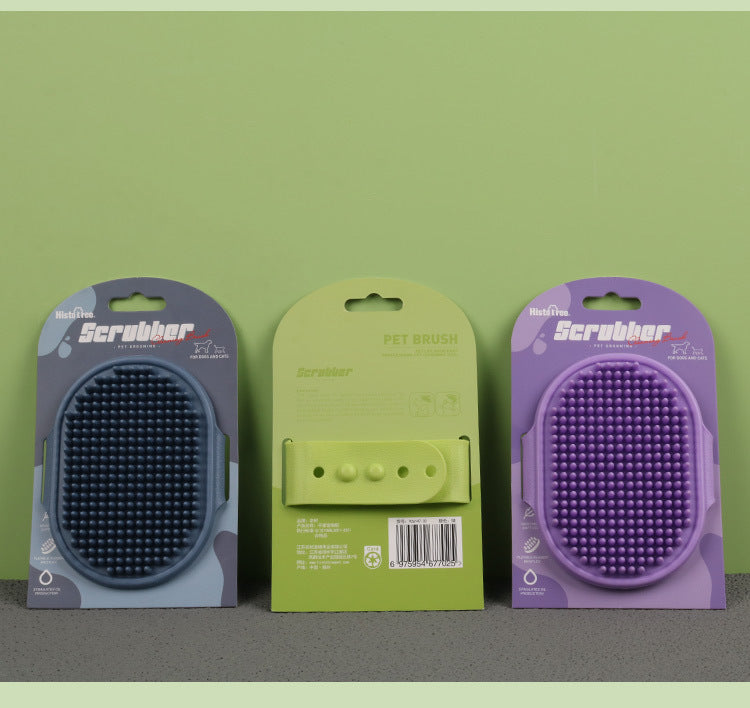 Adjustable Pet Bath Brush Dog Massage Grooming Tool for Wet and Dry Hair Removal Cat Deshedding Brush with Comfort Handle for Bathing Time