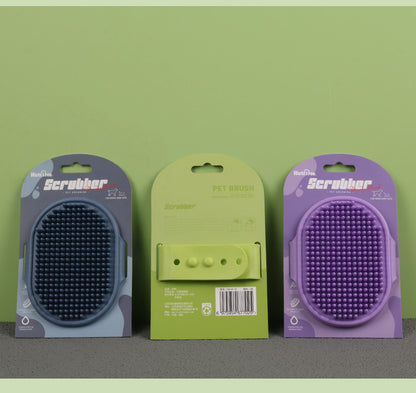 Adjustable Pet Bath Brush Dog Massage Grooming Tool for Wet and Dry Hair Removal Cat Deshedding Brush with Comfort Handle for Bathing Time