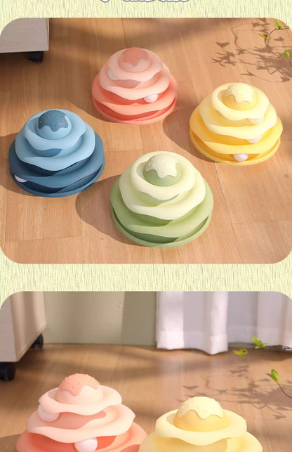 Three Layer Ice Cream Track Cat Play Board for Kitten Self Entertainment Boredom Busting Toy