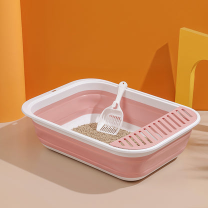 New Foldable Semi-Enclosed Cat Litter Box with Litter Scoop Large Cat Litter Box Cat Toilet