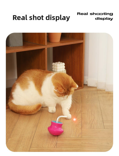 Interactive Cat Toys Laser Pointer Automatic Rotating Wand with Feather Teaser for Kittens Indoor Entertainment Exercise and Energy Consumption