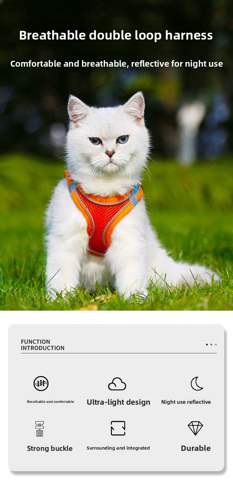 New Pet Vest-Style Pet Harness Reflective Breathable Cat Dog Leash Walking Leash Dropshipping