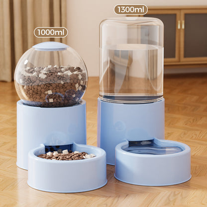 Automatic Cat Dog Water Dispenser with Food Feeder and Grain Storage Bucket