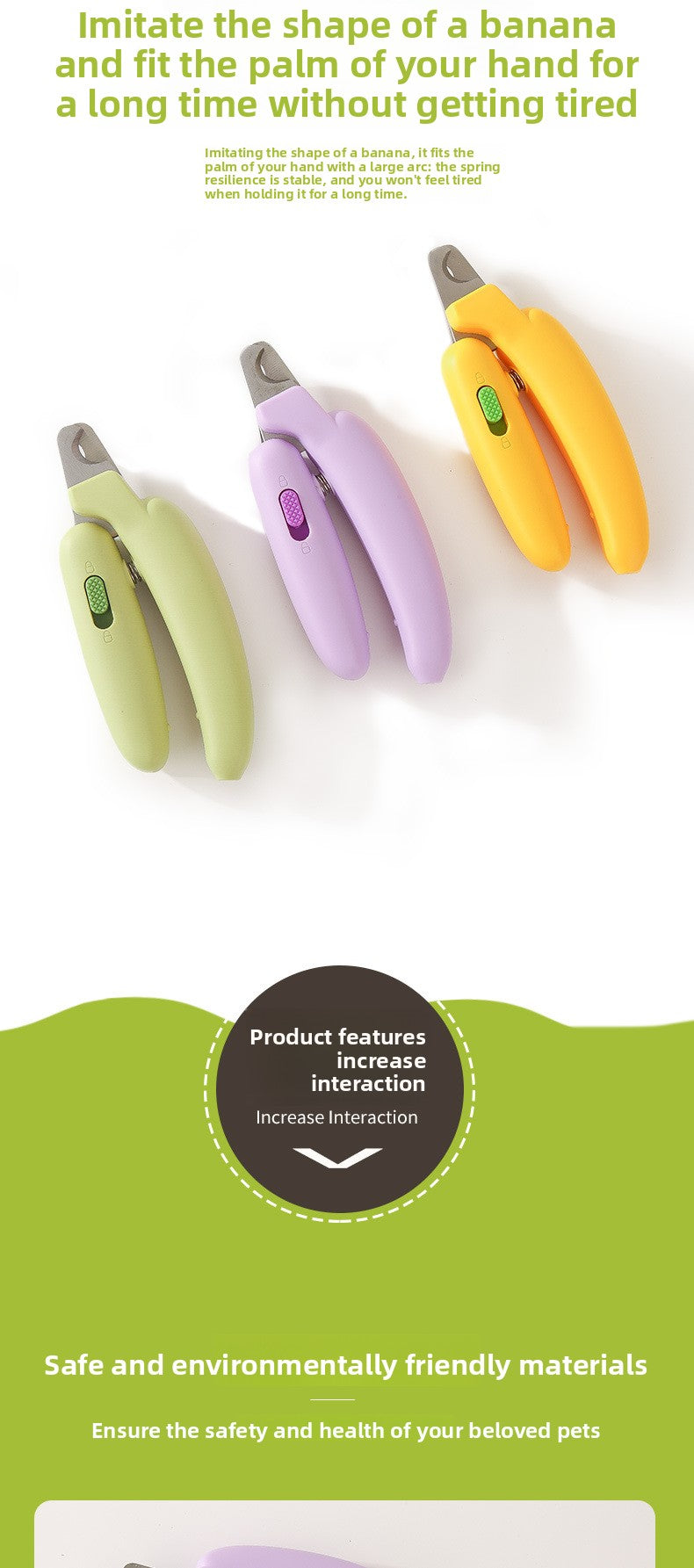Banana Style Magic Nail Clipper for Cats Dogs Rabbits Anti Bleeding
